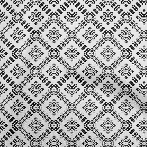 oneOone Cotton Flex White Fabric Asian Block Sewing Fabric By The Yard Printed Diy Clothing Sewing Supplies 40 Inch Wide
