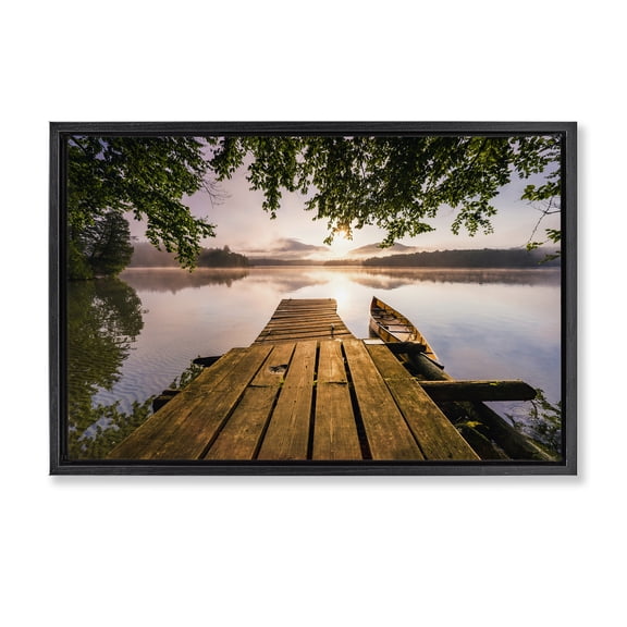 Stupell Industries Misty Morning Light on Lake Black Framed Floater Canvas Wall Art, design by Jonathan Zaharek