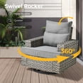 thumbnail image 4 of Vcatnet 8 Pieces Outdoor Patio Furniture Sectional Sofa Wicker Conversation Set with Swivel Glider Chairs for Porch,Backyard,Dark Gray, 4 of 8