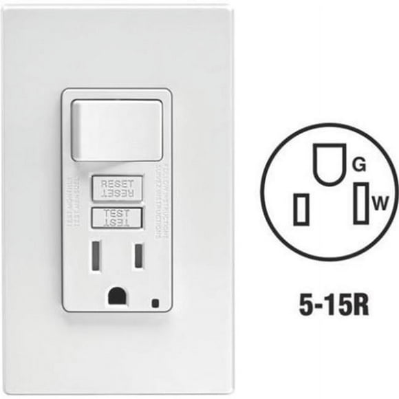 Leviton Mfg C22-GFSW1-00W Self-Test Tamper Resistant GFCI Switch & Outlet Combination With Wallplate- White