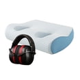 thumbnail image 4 of Flynix Coussin d'Oreille avec Trous pour Bouchons d'Oreilles et Écouteurs avec Réduction de Bruit Cache-Oreilles Bleu Foncé, 4 of 10