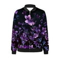 thumbnail image 5 of Ftwytp Jackets for Women Casual Long Sleeve Lightweight Bomber Jacket Classic Vintage Coat Full Zip Up Ribbed Collar Outwear Boho Floral Print Jackets, 5 of 5