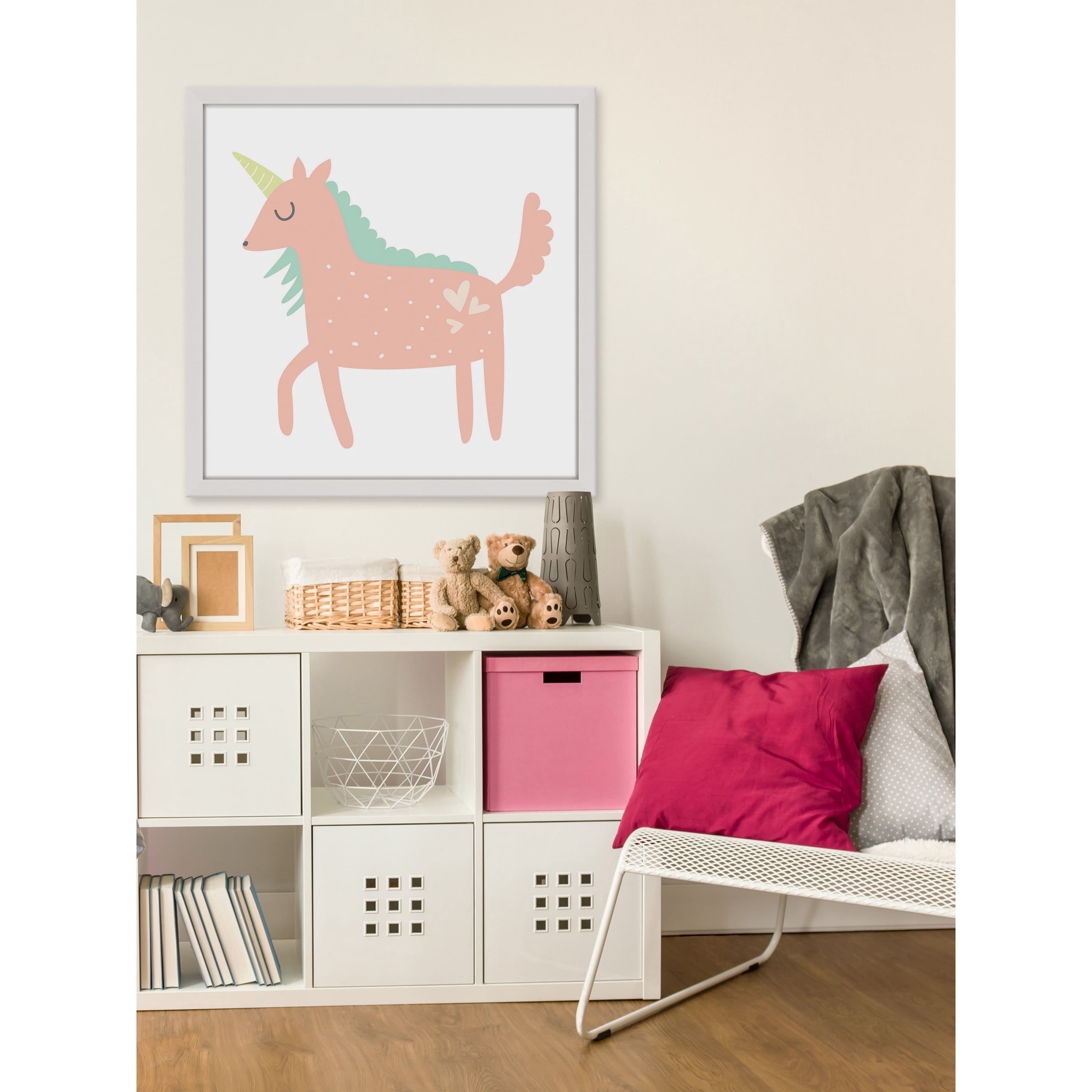 Marmont Hill "Pink Unicorn" by Shayna Pitch Framed Painting Print