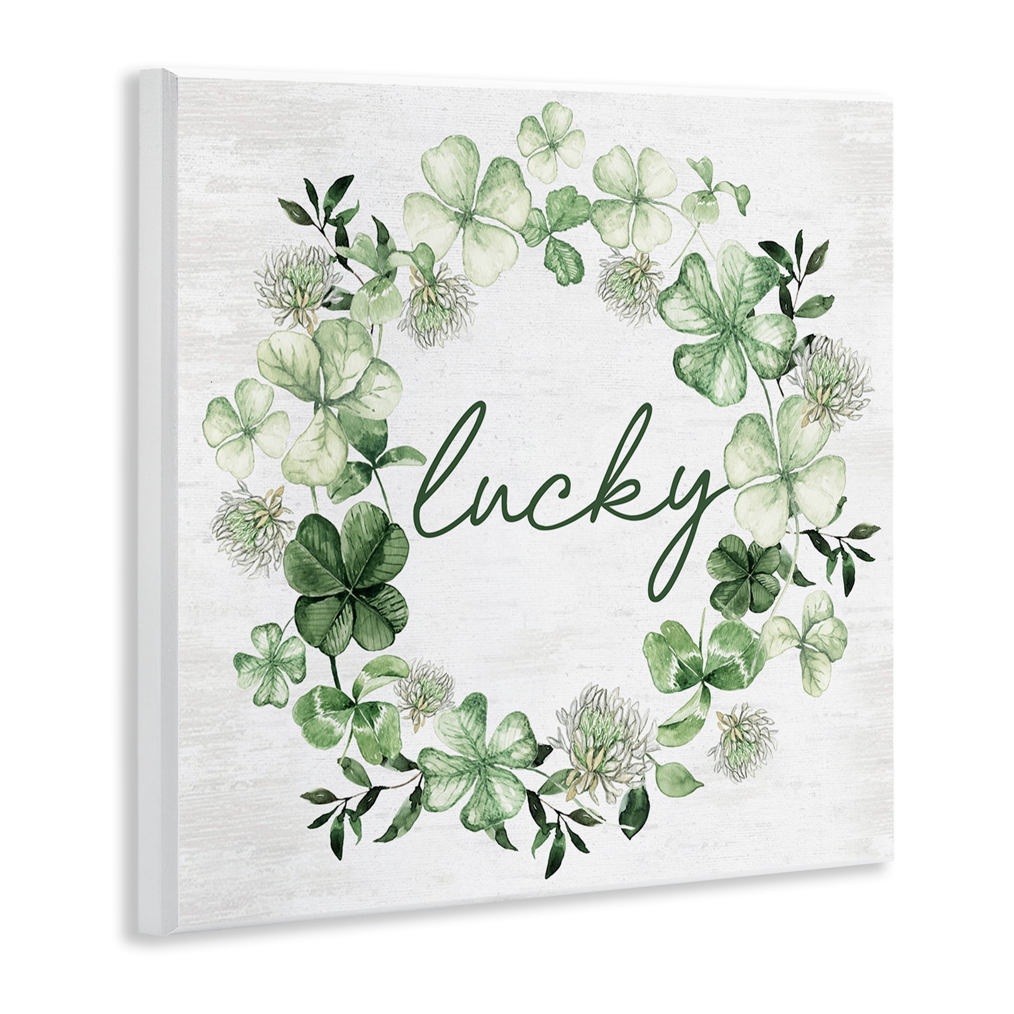 Stupell Industries Lucky Clover Wreath Botanical & Floral Painting Unframed Art Print Wall Art, 12 x 12