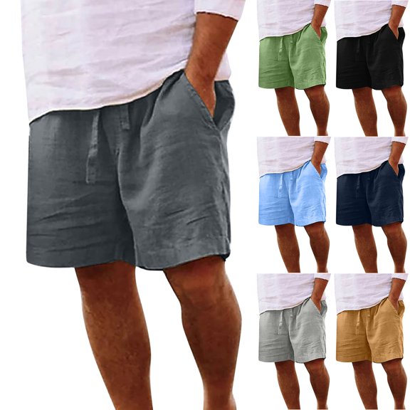 UVEASISHA Mens Classic Fit Shorts Drawstring Elastic Waist Shorts with Multi Pockets Summer Casual Going Out Shorts Dark Gray M