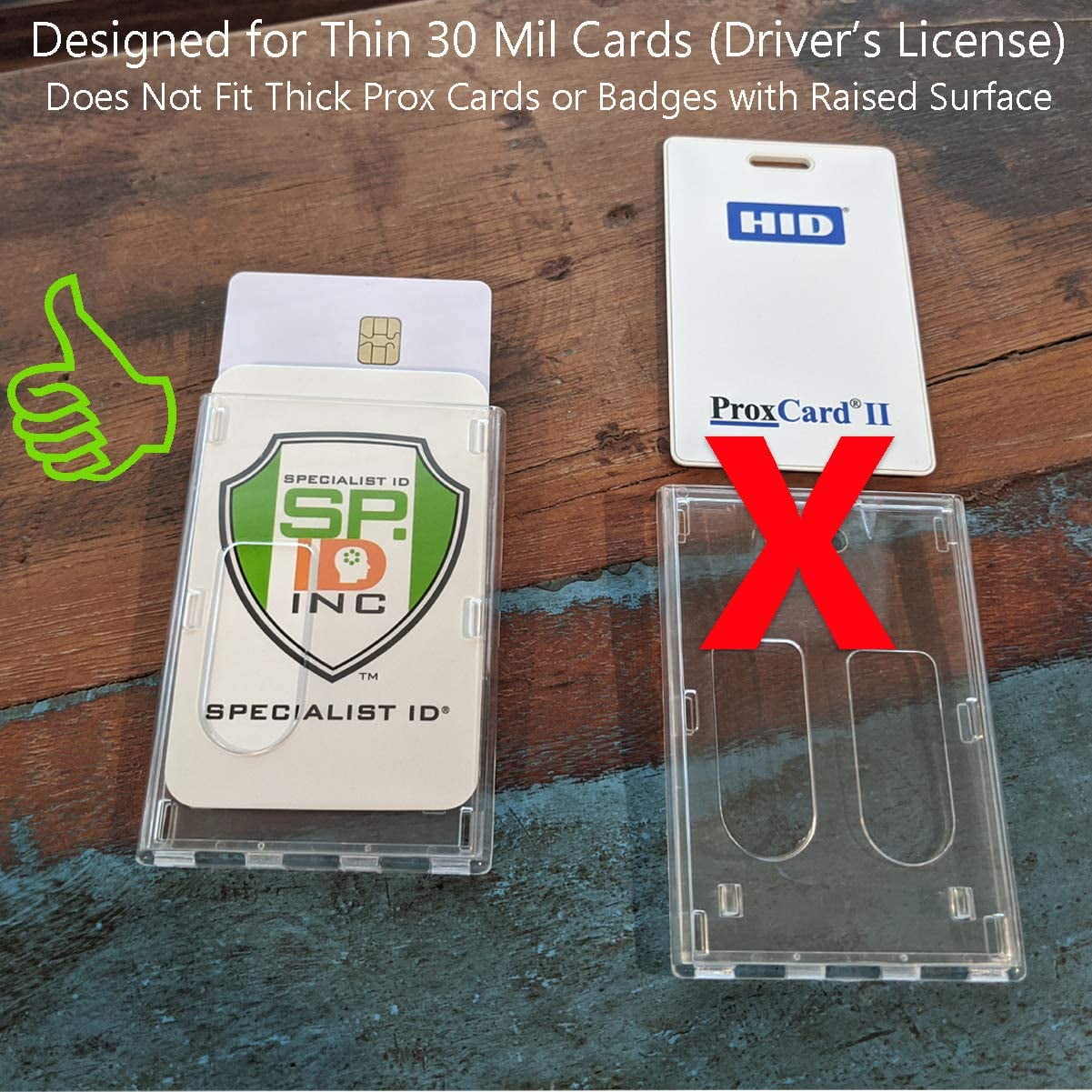 Bulk 25 Pack - Heavy Duty Crystal Clear Badge Holders (Hold Two Cards) - Vertical Dual Sided Card Cases - Polycarbonate Rigid/Hard Plastic with Secure Top Load by Specialist ID