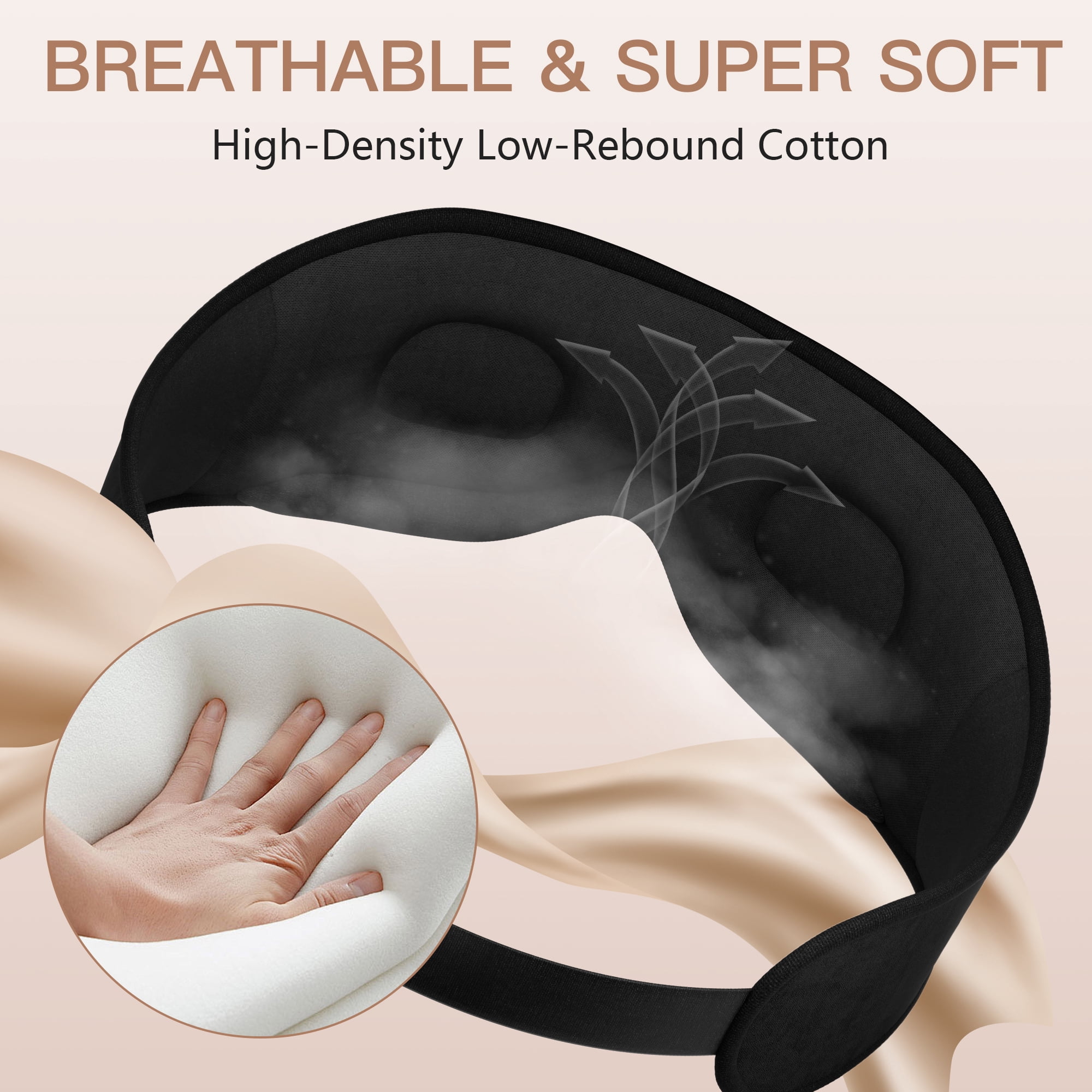 Arsvita Sleep Mask with Headphones Bluetooth 5.2 Wireless, 3D Eye Mask for Sleeping Built-in HD Music, Microphone for Calls, Sleep Headphones for Side Sleepers Travel Yoga Meditation