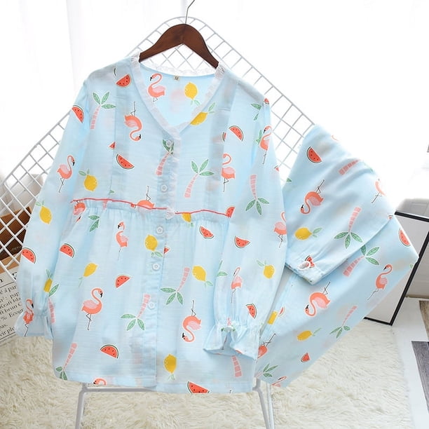 Pijamas de maternidad preparto y posparto primavera/verano otoño ropa de confinamiento de gasa transpirable absorbente de sudor