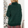 thumbnail image 5 of Cupshe Women's Casual Green Diamond-Stitched Turtleneck Sweater, 5 of 5