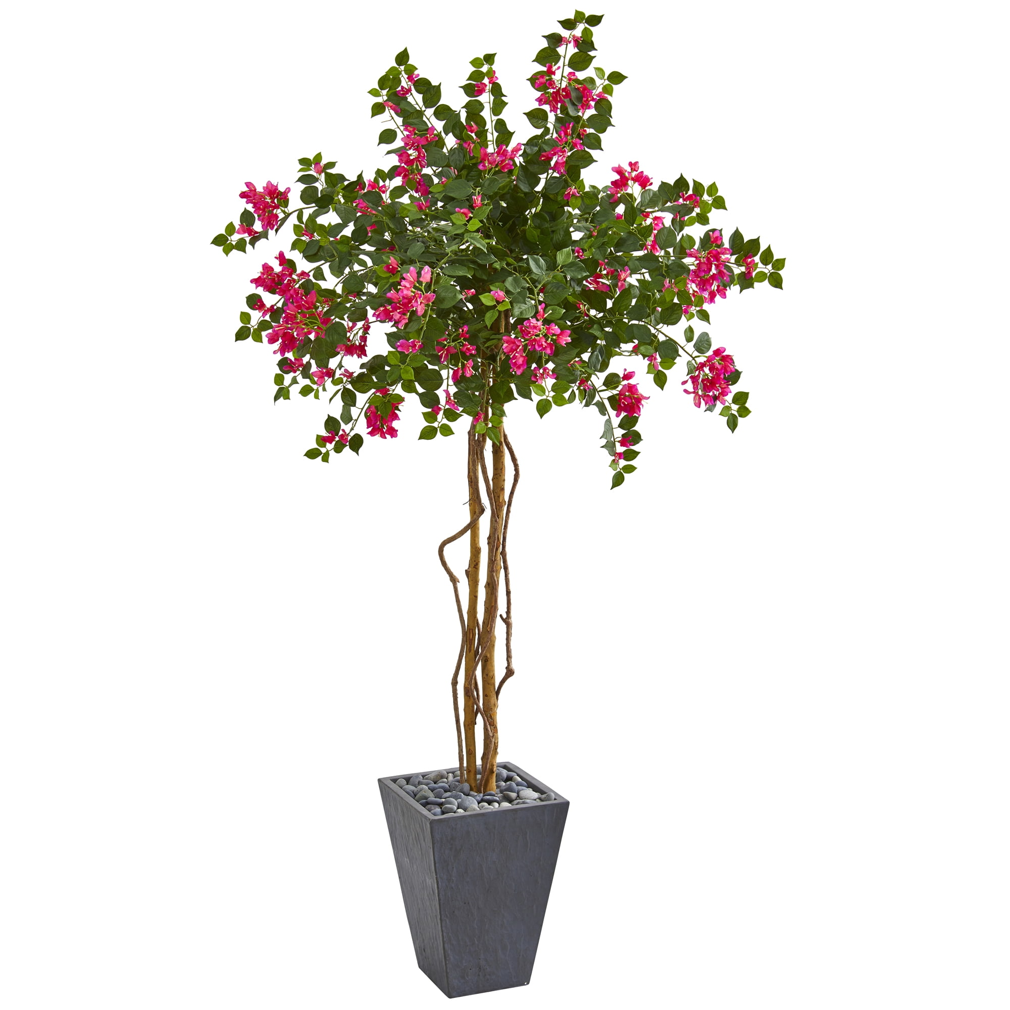 Nearly Natural 6.5’ Bougainvillea Artificial Tree in Decorative Planter ...