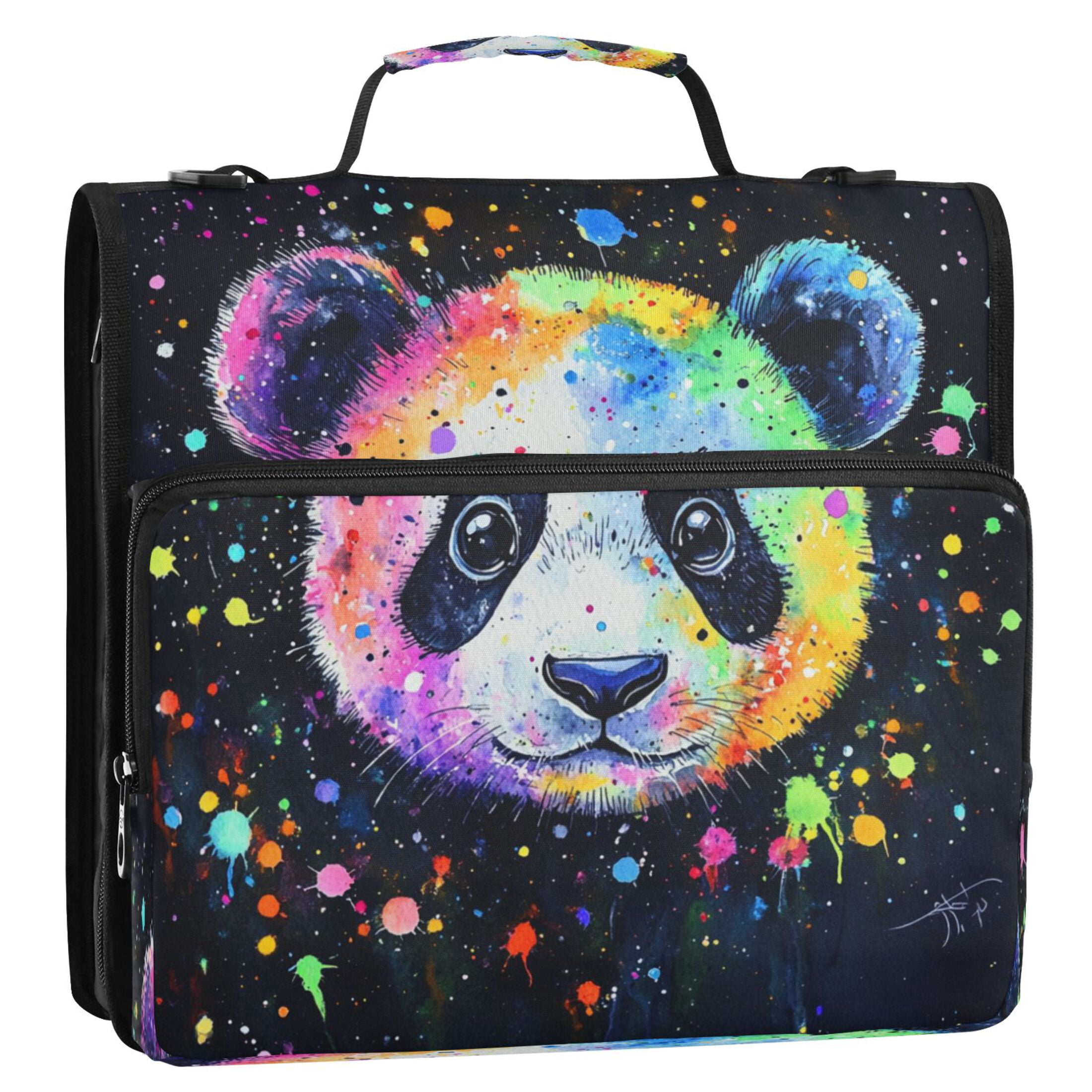 YAZAOO Zipper Binder trapper keeper Documents Organized Design Whimsical Panda Bliss Printed