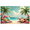 2A, variant on Vintage Tropical Flamingo Banner Palm Trees Beach Sunset for Summer Beach Party Wedding Travel