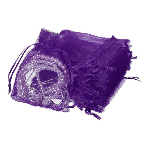 Uxcell 50 Count Organza Gift Bags, Wedding Favor Bag for Party Purple