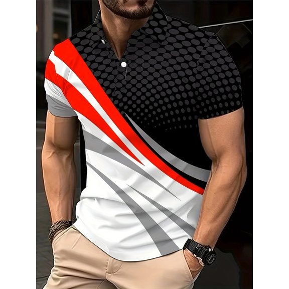 Men's Casual Polo Shirts Short Sleeve Fashion Golf Shirt Classic Color Block Slim Fit T-Shirts Multicolor XL