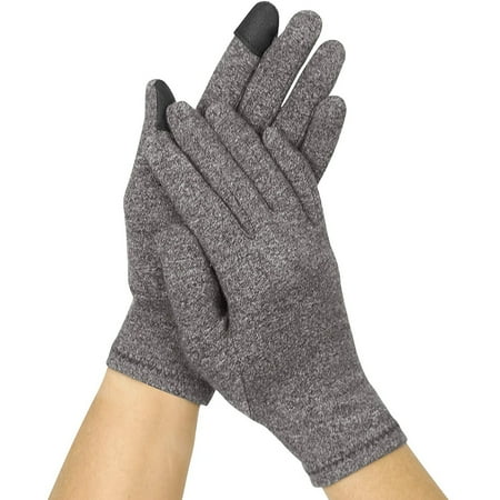 

KTCINA 1 Pair Full Finger Arthritis Gloves for Rheumatoid & Osteoarthritis Comfortable and Soft Cotton Compression Gloves Women Men Wrist Support Strap for Pain Relief and Stiffness Relief Grey