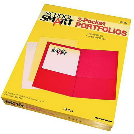 School Smart 2-Pocket Portfolio, 8.5" x 11", Box of 25