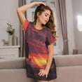 thumbnail image 3 of Easygdp Sunset Western Desert Cowboy Camisón de manga corta para mujer, informal, estampado, 3 of 6