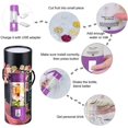 thumbnail image 4 of Licuadora, Licuadora portátil para frutas, Mini licuadora USB para batidos, malteadas, jugos de frutas, Licuadora portátil de 350 a 420 ml, 6 cuchillas para deportes y viajes, sin BPA, 4 of 5
