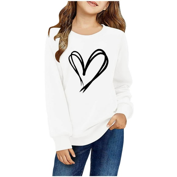 Women's Long Sleeve Valentines Clothes Shirt Crewneck Heart Outfits Casual Sweatshirt Tops
