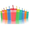 thumbnail image 1 of 10 Pack Color Changing Cups, 24 oz Leak-proof Water Tumblers with Lids and Straws, Plastic Cold Drink Summer Cups in Multicolors, Ideal for Adults Women Party, 1 of 7