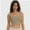 Brown, variant on Women's Square Neck Sleeveless Crop Tops Cute Double Layer Seamless Slim Fit Tank Tops