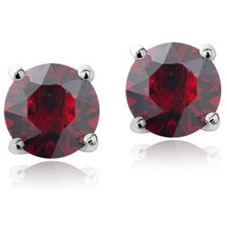 A&M Sterling Silver Kid's Birthstone Earrings, July, Ruby