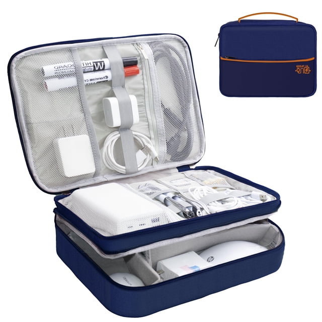 Bolsa organizadora Miavers Electronics, impermeable, nailon, azul marino
