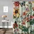 thumbnail image 2 of Chilfamy Extra Long Shower Curtain Length, Aesthetic Red and White Floral Shower Curtain Sets with Hooks for Bathroom,Water Resistant Polyester Fabric White, 2 of 7