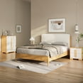 thumbnail image 3 of LuxenHome Quilted Upholstered Headboard with Rubberwood Frame Platform Bed, Queen, 3 of 11