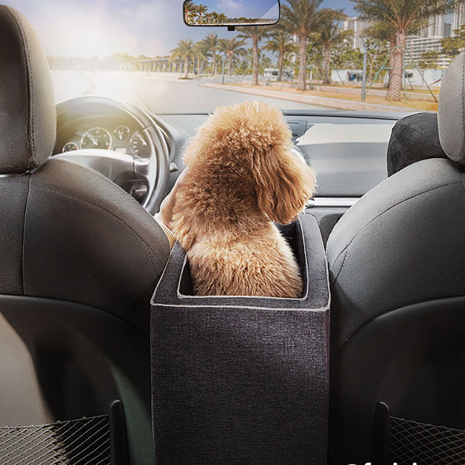 Console Dog Car Seat - Portable Dogs Armrest Booster Seat for Small Dog, Anti-Collapse Pet Car Seat with Soft Cushion Safety Belt, Support Pet Up to 11lbs