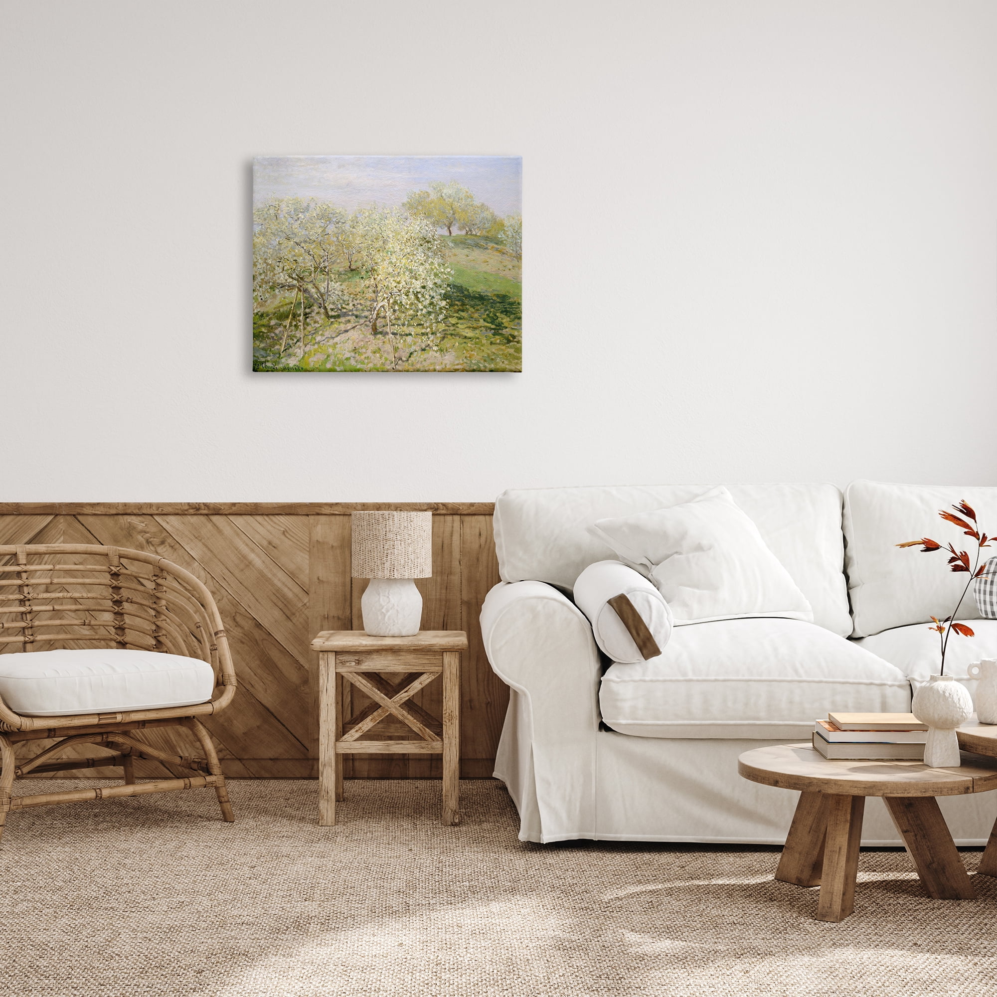 Stupell Industries White Blossom Tree Orchard Field Impressionist Brushstrokes Painting Gallery Wrapped Canvas Print Wall Art, Design by Lettered and Lined
