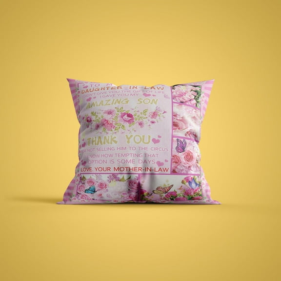 Daughter In Law Gift From Mother In Law MOM Pillow Cover Pillow Case Throw Pillowcase Soft & Comfortable 18x18 inches Short Plush Cushion Case Pillowslip