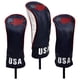 thumbnail image 3 of Juego de 3 fundas protectoras bordadas para cabezas de palos de golf de poliuretano, accesorios y funda para equipo. negro, 3 of 8