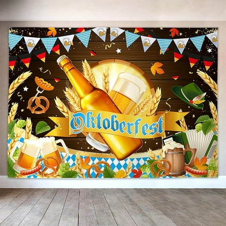 Custom Oktoberfest Party Backdrop Bavarian Beer Festival Party Decoration for Oktoberfest Germany Munich Oktoberfest Party Banner Photo Booth Props (Wood, 7x5ft(82''x60''))