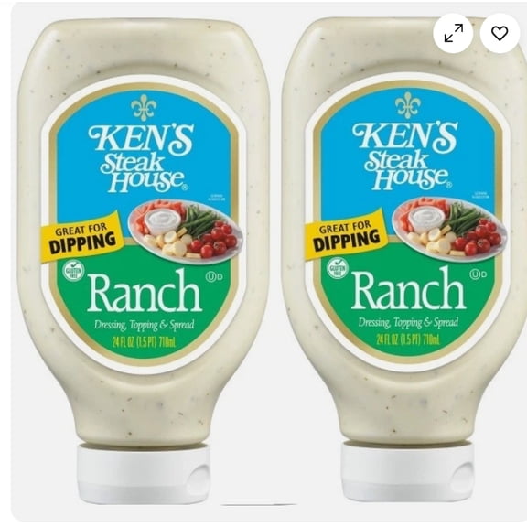 Ranch Salad Dressing Dipping or Topping Sauce 2 Bottles 24 oz Each