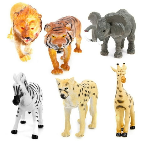 Giraffe Lion Bird - 6pcs Plastic Model Tiger Leopard Lion Giraffe Zebra Elephant Wild Animals Toy