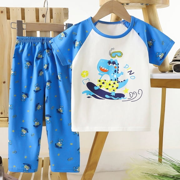 BOOMNY Baby Girls 2 Peice Pajamas Sets Cartoon Graphic Short Sleeve Sleepwear Tops Pants Pjs Set for Kids Cozy Loungewear Homewear