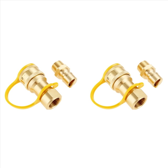 2X 1/2 Inch Solid Brass Gas Propane Quick Connect Disconnect Fitting Connector Adapter,2 Set * Gas Quick Connect Kit,gold