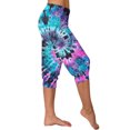 thumbnail image 7 of Casual Capri Pants Women Summer Athletic Tie Dye Print Elastic Waist Sweatpants with Pocket Joggers Fashion Bottoms, Light Blue, XXXL, 7 of 7