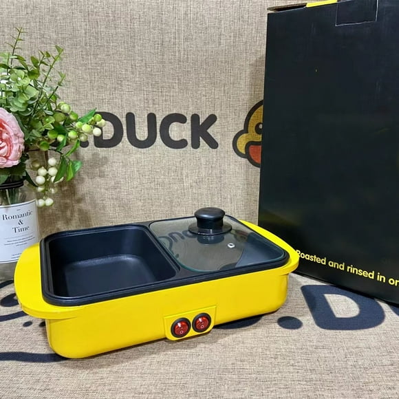 Electric Frying Roasting Pan Metal Non Stick Multifunction Smoke Free Electric Hot Pot for Dorm Students