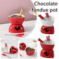 thumbnail image 2 of Ceramic Chocolate Heart-Shaped Fondue Cup， Heart Fondue Pot Set Ceramic Fondue Mug with 2 Forks Personal Fondue Mugs Melting Pot for Cheese Butter Suitable for Valentines Day Home Wedding, 2 of 7