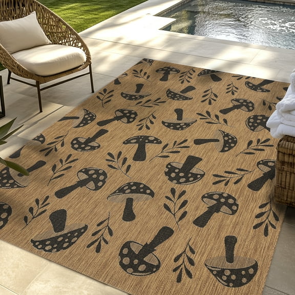Solterra Kinoko Indoor/ Outdoor Polypropylene Chestnut Flat Weave Area Rug, 5x8