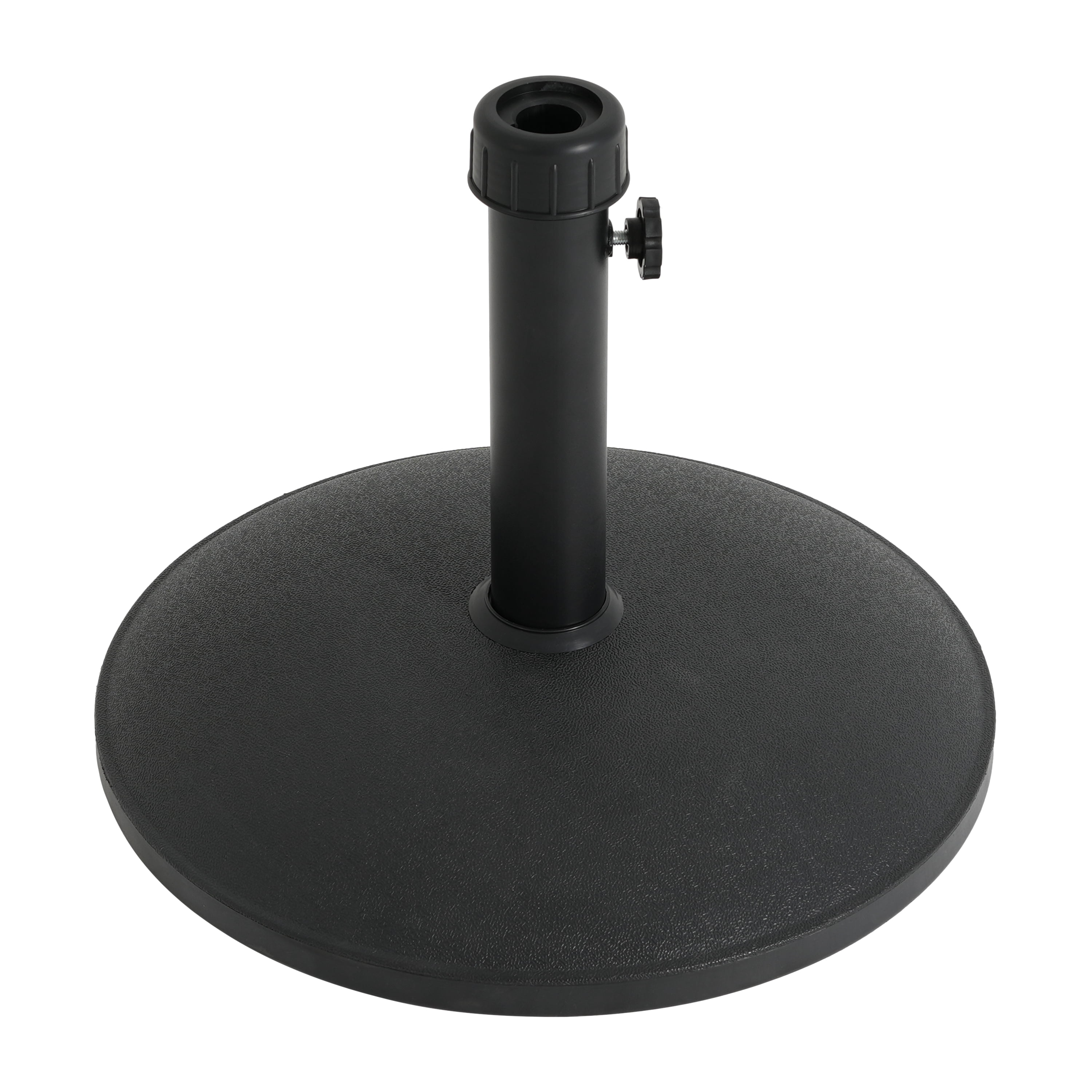 Umbrella Base 35 Pound Round with Concrete Fill and Resin Shell, Patio Umbrella Stand and Outdoor Shade Base, Black
