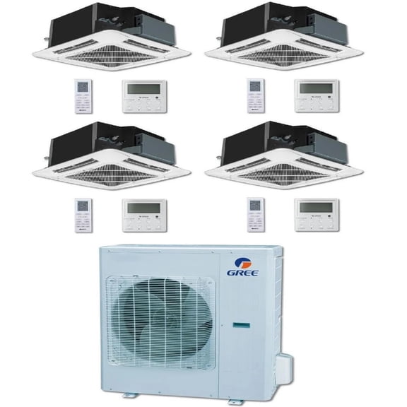 GREE Multi Gen2 Series 42,000 BTU 4-Zone Ceiling Cassette 12K+12K+18K+18K Ductless Mini-Split System