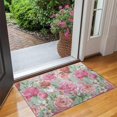 thumbnail image 2 of Pink Flowers Crystal Velvet No Slip Floor Mat, Entryway Doormat Durable Low-Profile Mat Home Decor, Welcome Mats Washable Kitchen Bathroom Laundry Bedroom Living Room Door Mats 30x17in, 2 of 7