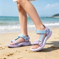 thumbnail image 2 of WAYUTE Sandals for Girls Soft Sole Gradient Color Hook and Loop Lightweight Outdoor Design Stylish Beach Shoes for Big Kids Teen,Purple,11 Y-11.5 Y, 2 of 7