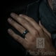 Men's Black Tungsten Wedding Band Engagement Ring Koa Wood Crushed Turquoise Inlay 11 - image 3 of 7