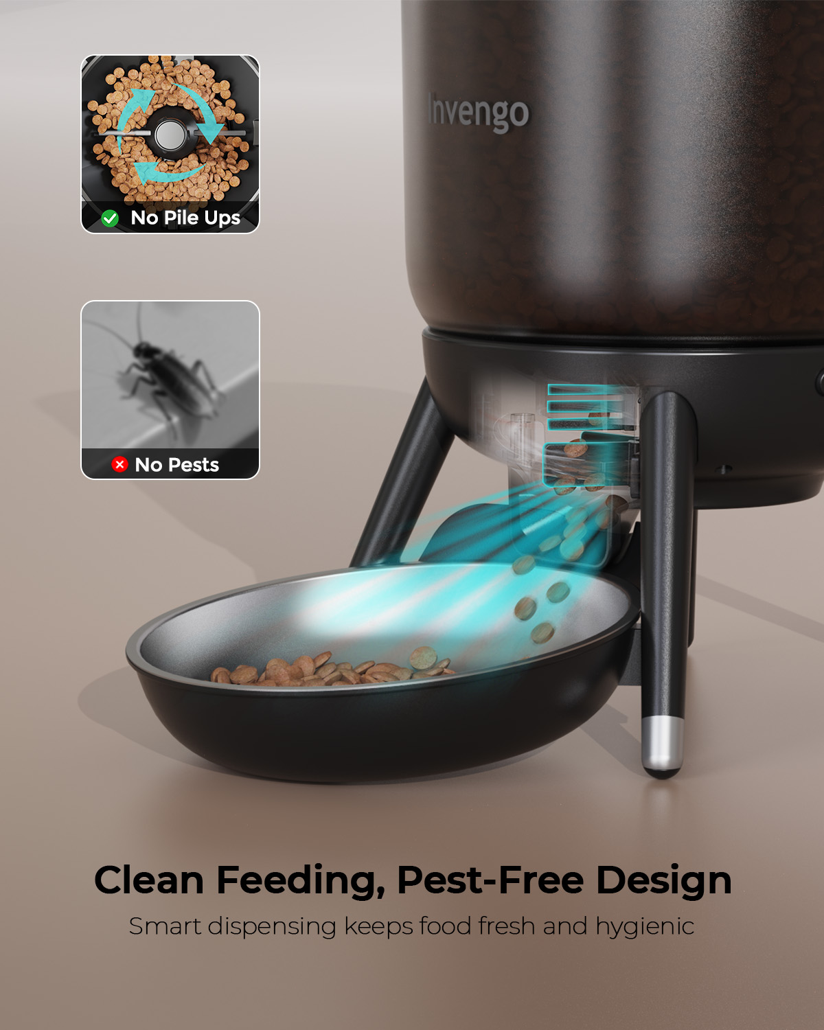 Automatic Cat Feeder, 12 Cups/3L Timed Cat Feeder One-Touch Top Button Feeding Pet Feeder, Food Dispenser with Top Button Manual Feed, Black