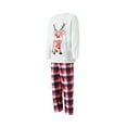thumbnail image 4 of Acuteok Family Matching Christmas Pajamas Outfits, Long Sleeve Elk Printed Tops + Elastic Plaid Pants/Romper Sets, 4 of 10