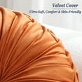 thumbnail image 2 of Velvet 15-Inch Round Decorative Pillow Orange for Couch Décor (Set of 2), 2 of 7